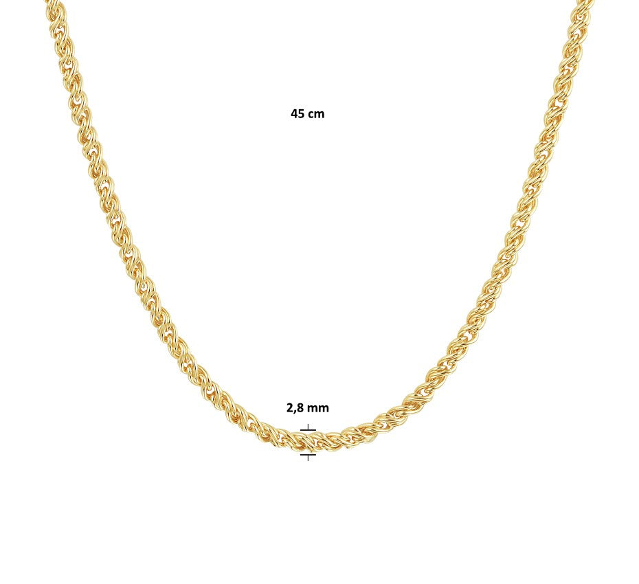 Gouden draadschakelketting met zilveren kern