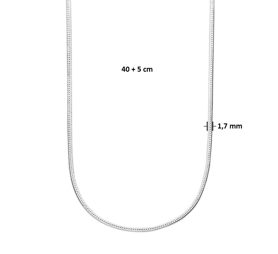 Zilveren slangenketting plat 1,7 mm