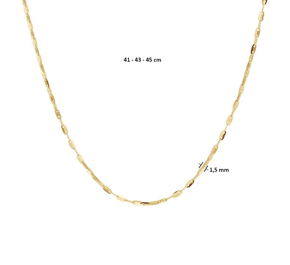 Gouden ketting met plaatjes 1,5 mm – 14 karaat