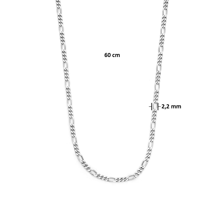 Zilveren figaroketting 2,2 mm – 60 cm