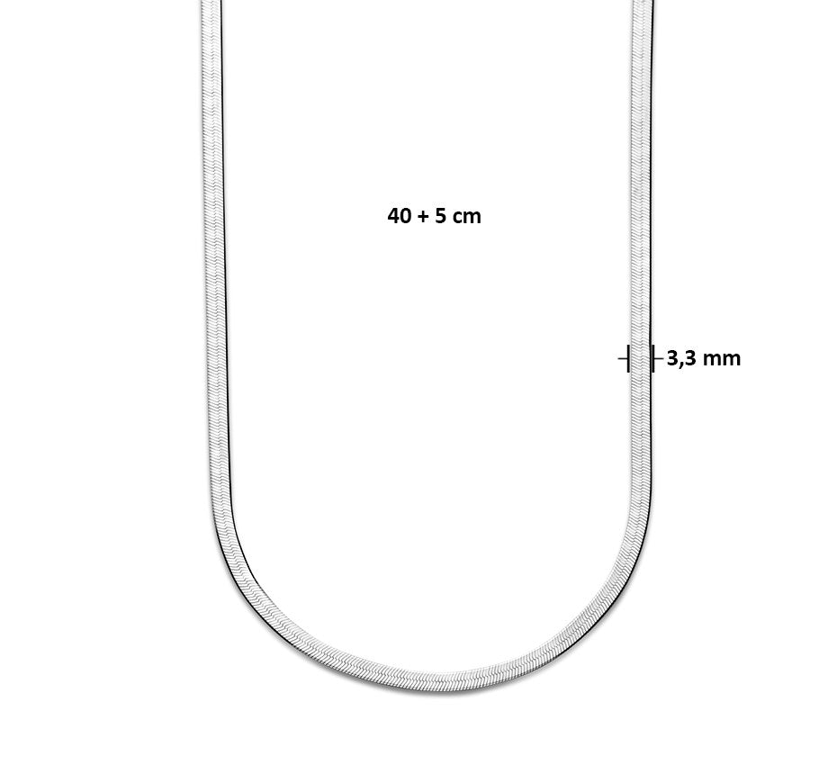 Zilveren slangenketting plat 3,3 mm