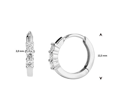 Gouden klapoorringen, diamant 0,18 ct – 14 karaat