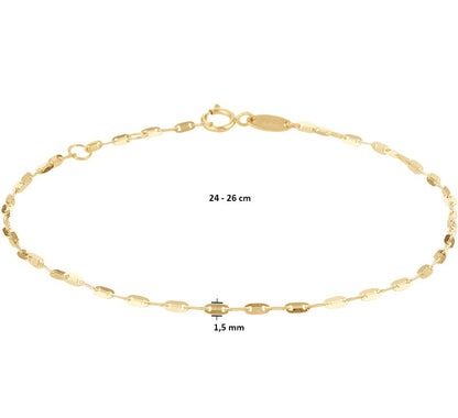 Gouden enkelbandje met plaatjes – 14 karaat – gedragen