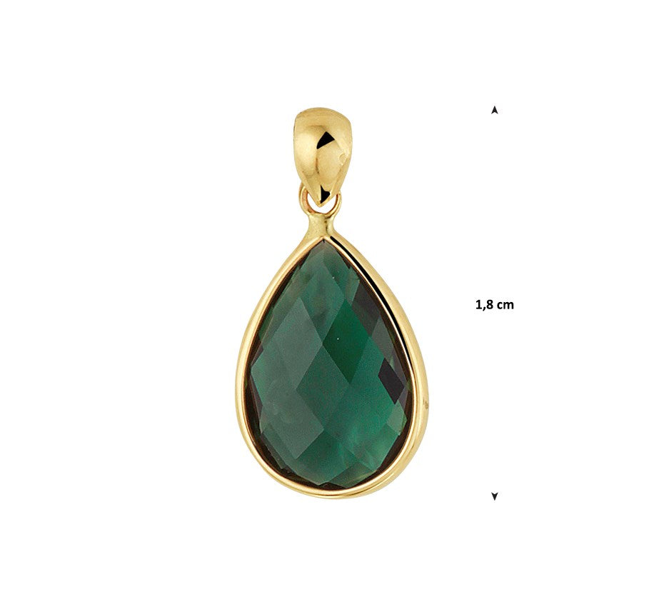 Gouden hanger met groene kwarts – 14 karaat