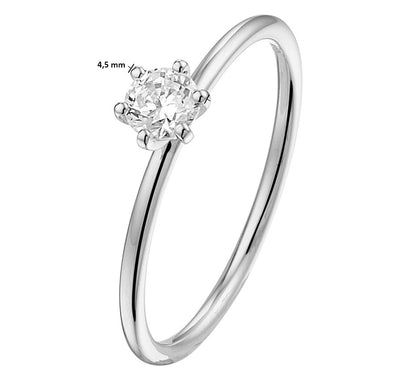 Witgouden ring, labgroeidiamant 0,25 ct – 14 karaat