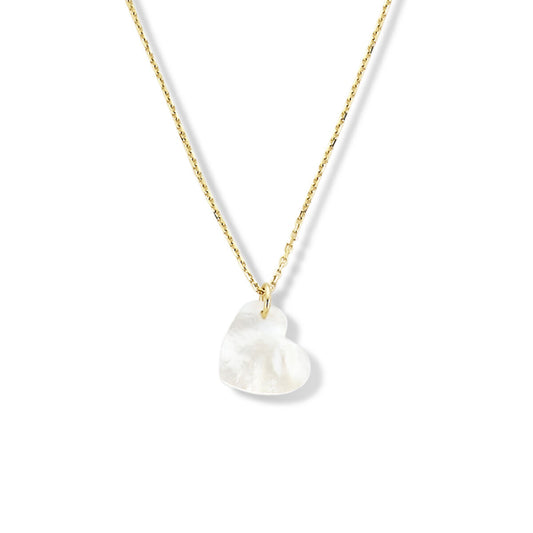 Ketting met hanger goud hart parelmoer 14K geelgoud