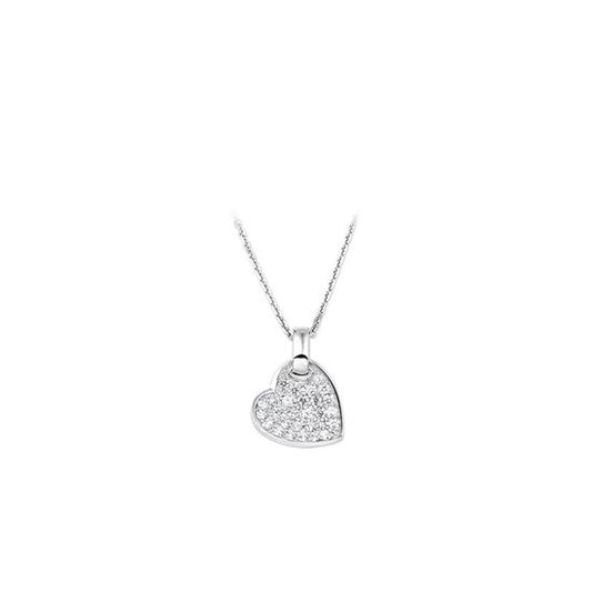 Ketting hart zirkonia 1,3 mm  zilver gerhodineerd