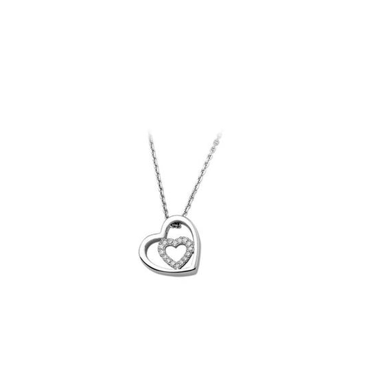 Ketting hart zirkonia 1,3 mm 41 + 4 cm zilver gerhodineerd