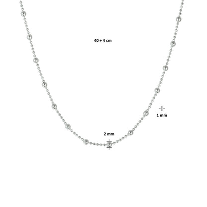 Zilveren ketting met bolletjes 2 mm – vooraanzicht