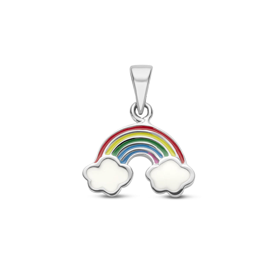Zilveren hanger regenboog voor kinderen – gedragen