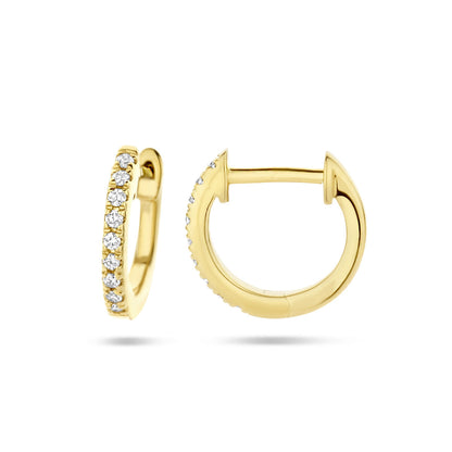 Gouden klapoorringen met diamant – 14 karaat – zijaanzicht