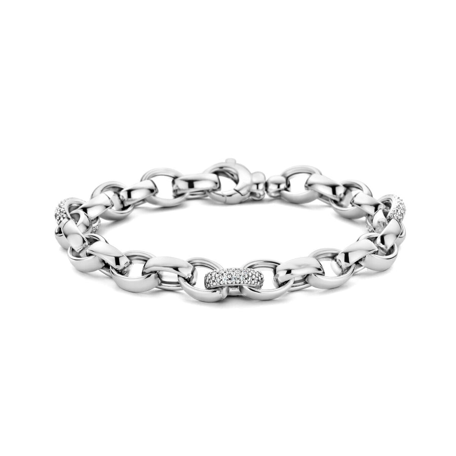 Zilveren schakelarmband met zirkonia 7,5 mm