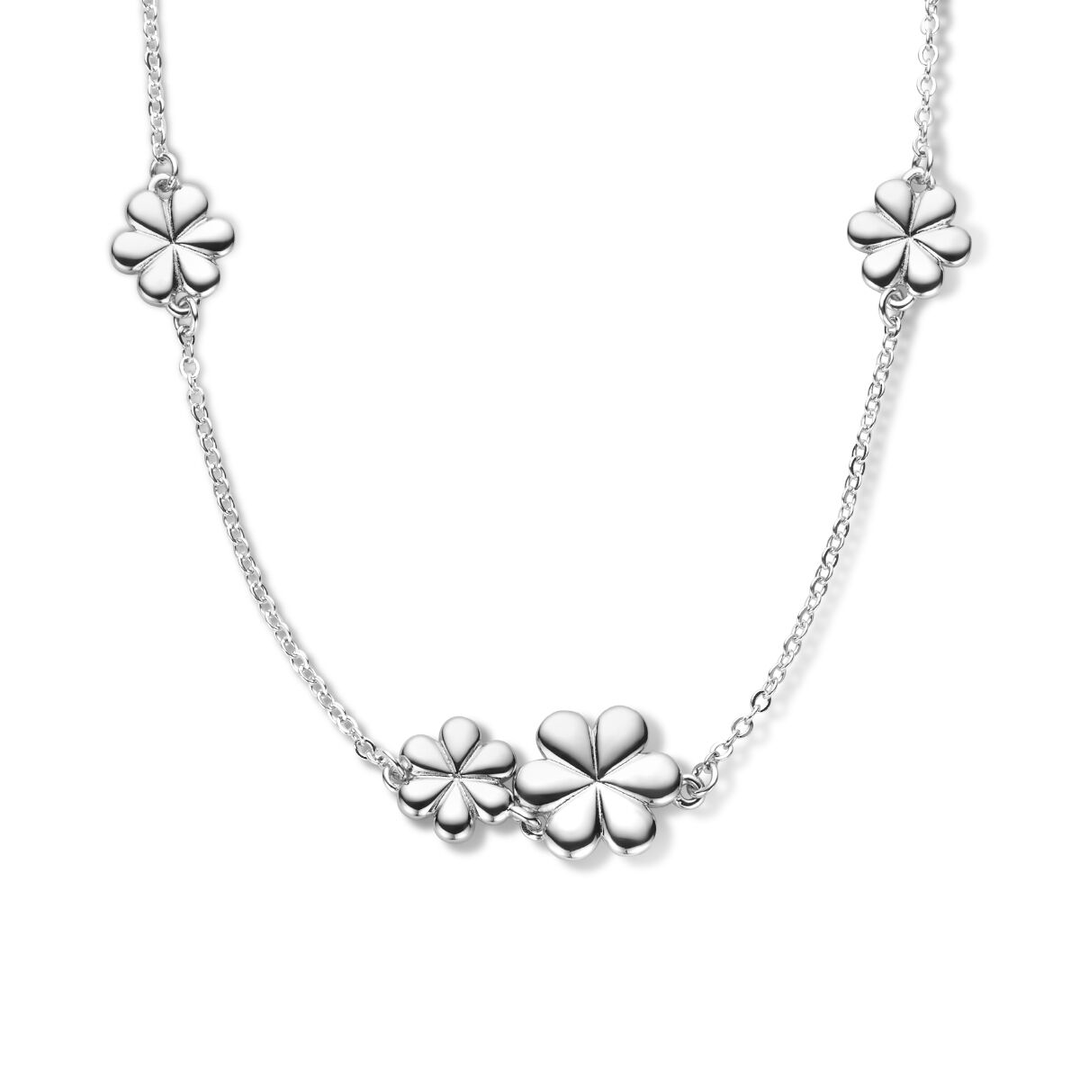 Ketting bloemen 40 + 4 cm zilver gerhodineerd