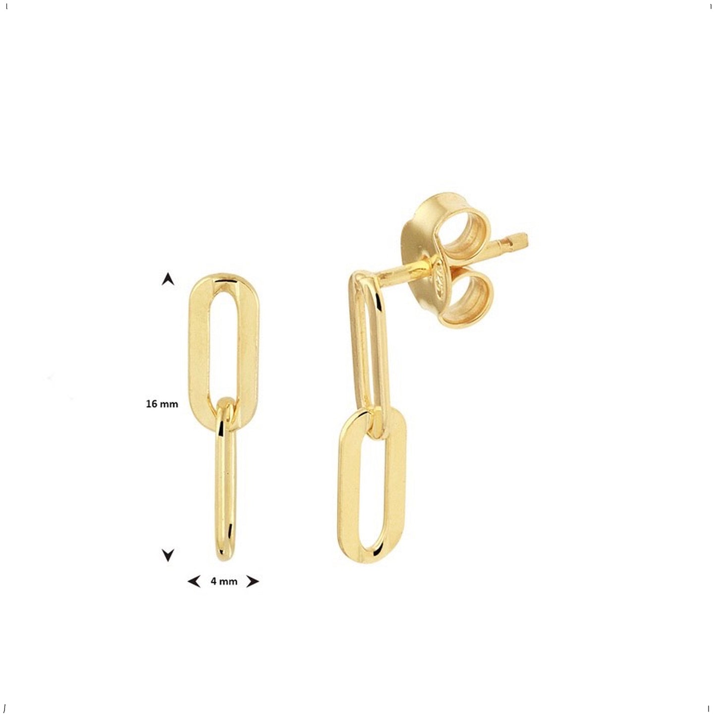 Yo&No Oorhangers Geelgoud op Zilver - Schakelvorm - 4 mm -16 mm - Oorbellen - Dames - Zilver - Zilver 925