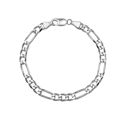 Armband of Ketting figaro 5,0 mm zilver wit