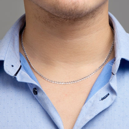 Zilveren gourmette ketting 4,0 mm – zijaanzicht