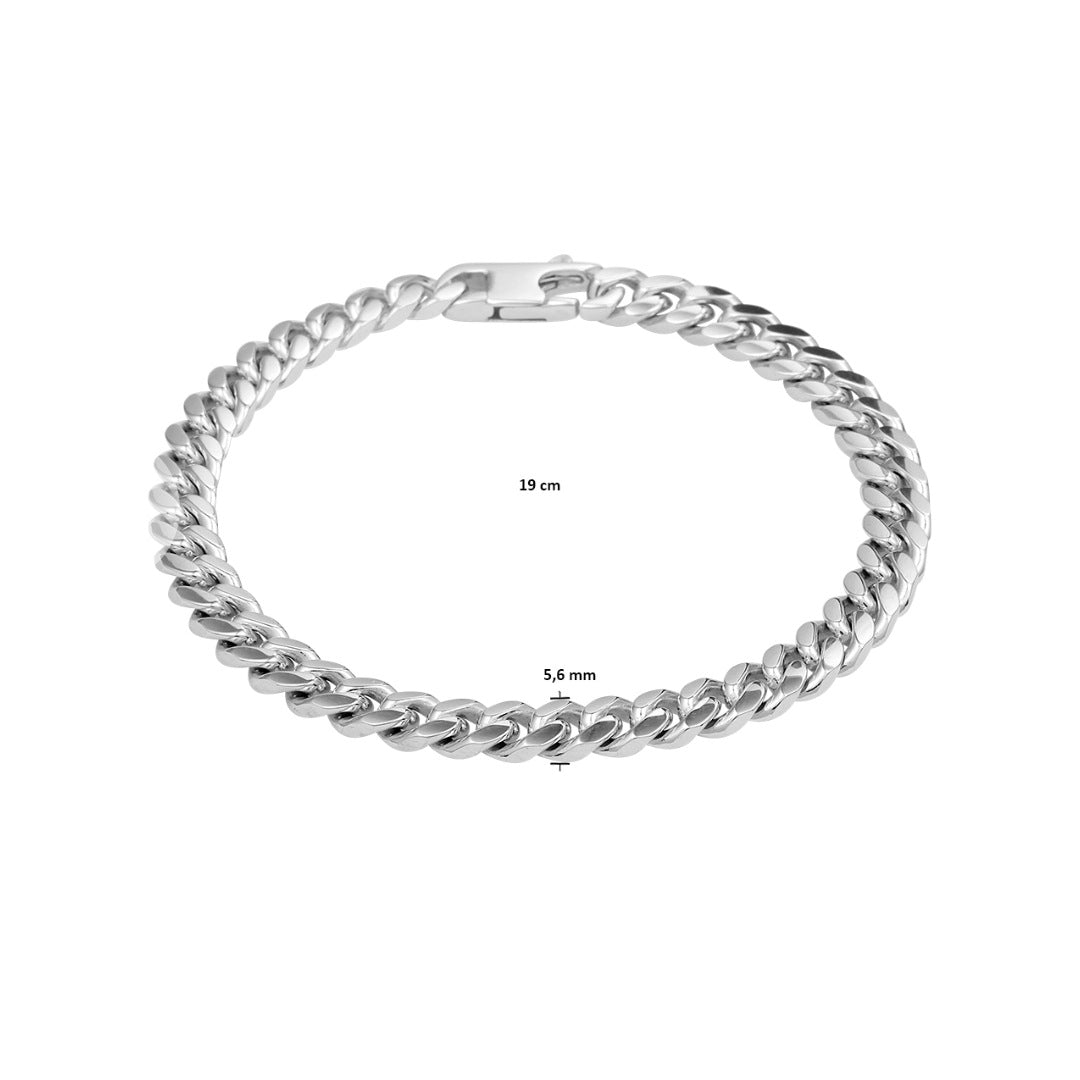 Armband gourmet 5.6mm zilver gerhodineerd