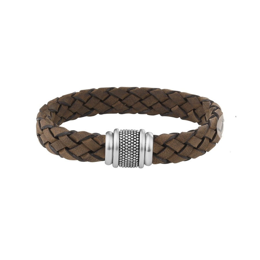 Leren armband met stalen sluiting 12 mm
