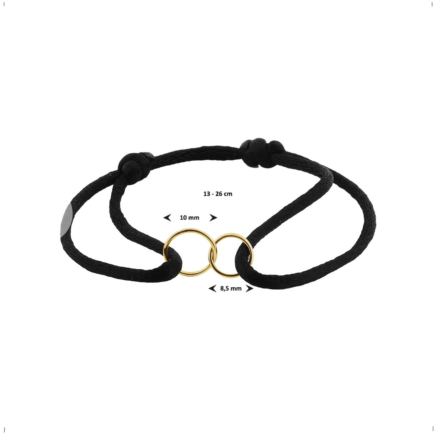 Armband Satijn Circel Dubbel 14k goud met rubber/nylon/leer