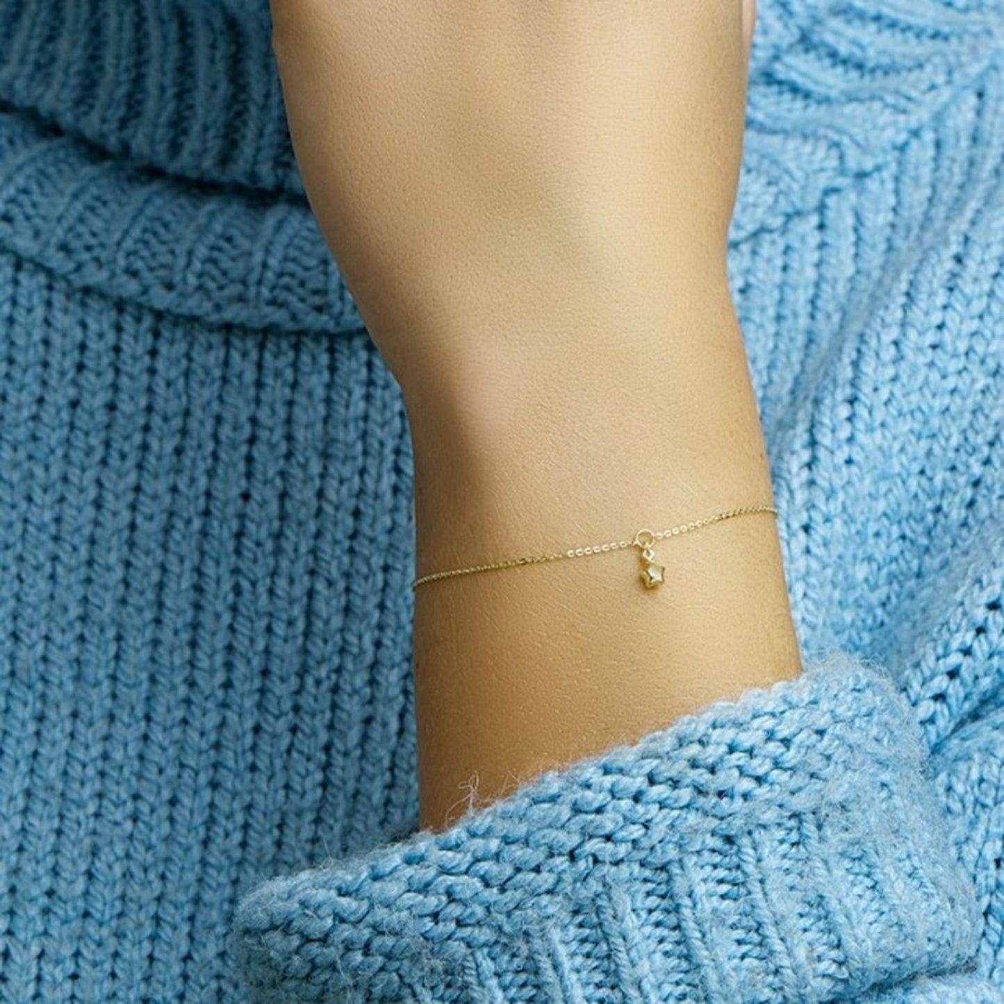 Armband anker met ster 14k geelgoud