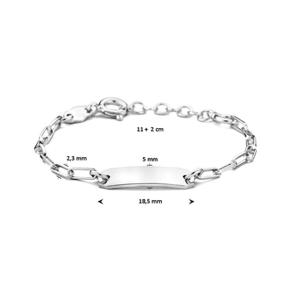 Zilveren graveerarmband 11 cm, paperclipschakel – detailfoto