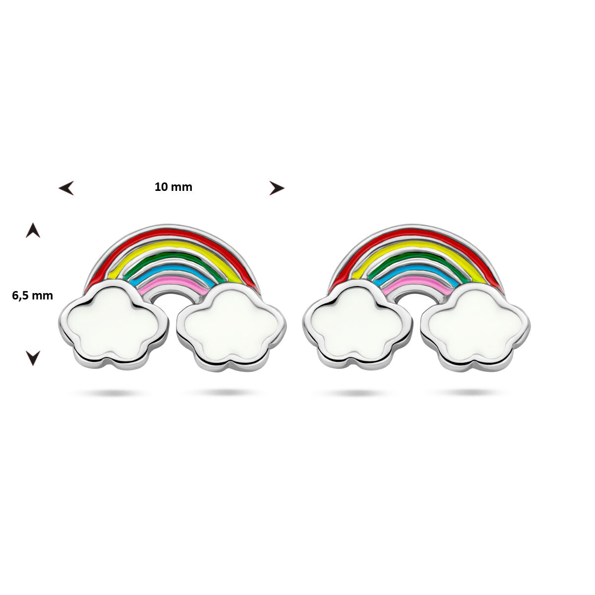 Hanger of oorknoppen zilver gerhodineerd regenboog (kindercollectie)