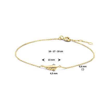 Gouden armband met veertje – 14 karaat – detailfoto